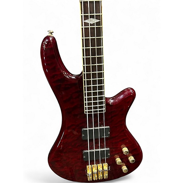 Used Schecter Guitar Research DIAMOND SERIES ELITE 4 TRASNPARENT RED Electric Bass Guitar