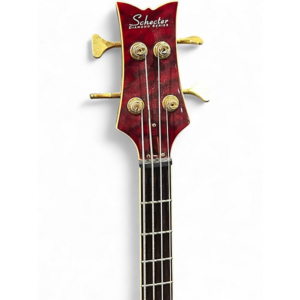Used Schecter Guitar Research DIAMOND SERIES ELITE 4 TRASNPARENT RED Electric Bass Guitar
