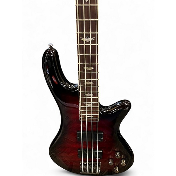 Used Schecter Guitar Research Stiletto Extreme 4 String Black Cherry Electric Bass Guitar