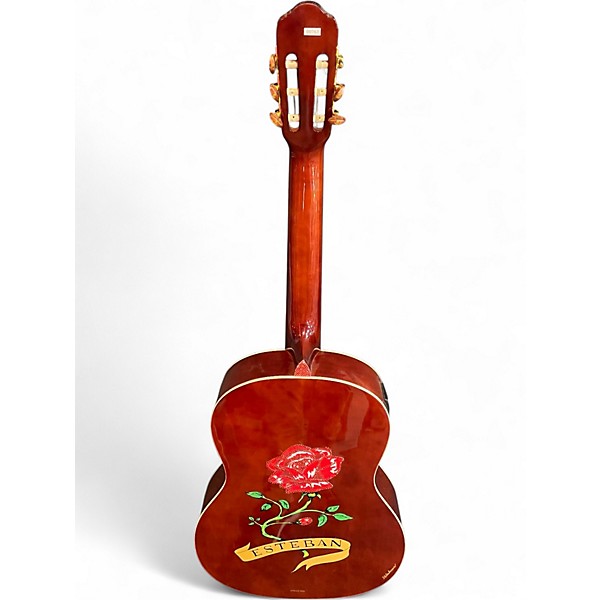 Used Esteban Crystal Rose Red Classical Acoustic Electric Guitar