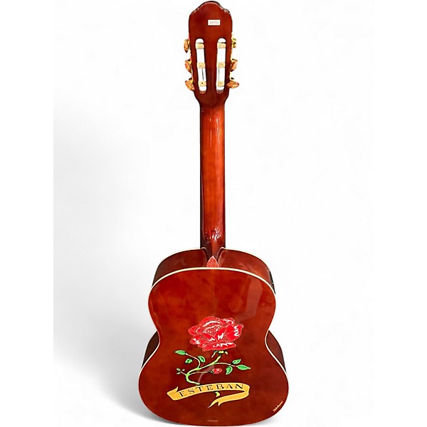 Used Esteban Crystal Rose Red Classical Acoustic Electric Guitar