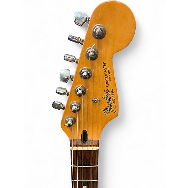 Used Fender Player Stratocaster Black and White Solid Body Electric Guitar