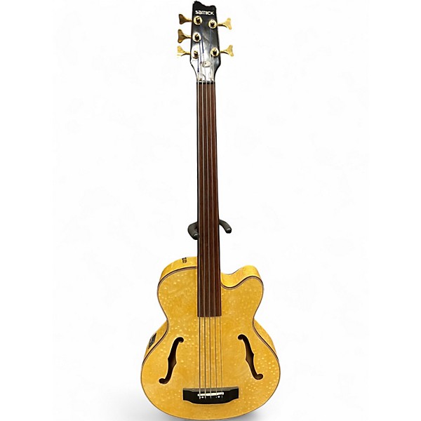 Used Samick HFB5 690RB 5 String Blonde Electric Bass Guitar