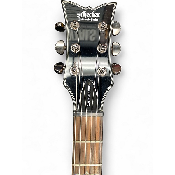 Used Schecter Guitar Research Damien Elite Solo Black Solid Body Electric Guitar