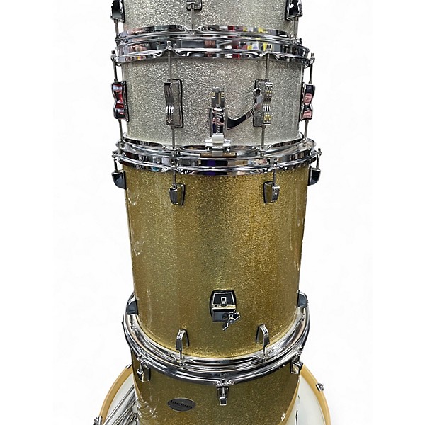 Used Ludwig 5 Piece Accent Gold Silver Drum Kit