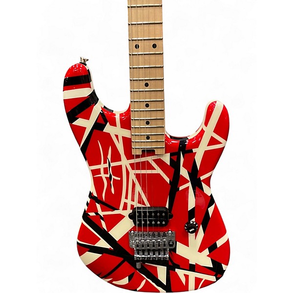 Used EVH Striped Series RED WITH BLACK STRIPS Solid Body Electric Guitar