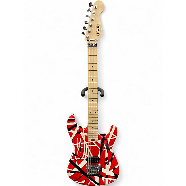 Used EVH Striped Series Red with Black and White Stripes Solid Body Electric Guitar