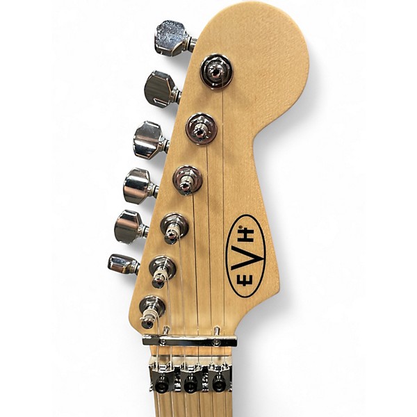 Used EVH Striped Series BLACK WITH YELLOW STRIPES Solid Body Electric Guitar