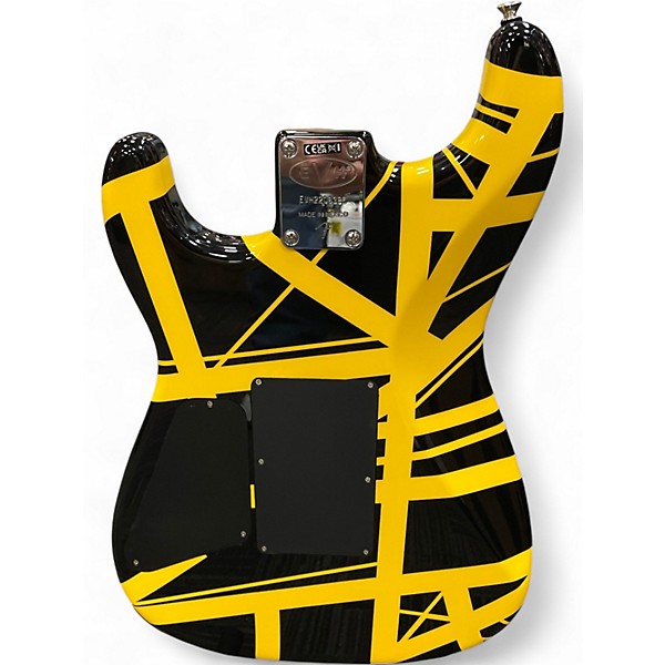 Used EVH Striped Series BLACK WITH YELLOW STRIPES Solid Body Electric Guitar