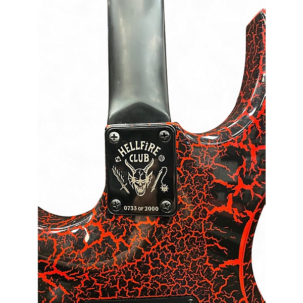 Used B.C. Rich Stranger Things Warlock NJ Series Red Crackle Solid Body Electric Guitar