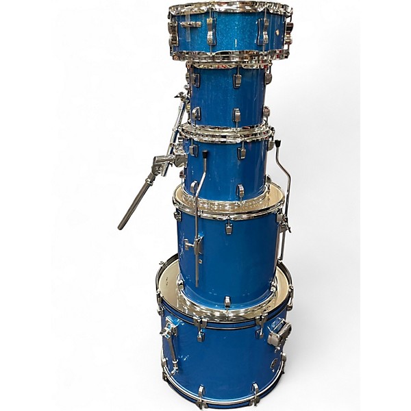 Used Ludwig 5 Piece ACCENT BLUE SPARKLE Drum Kit