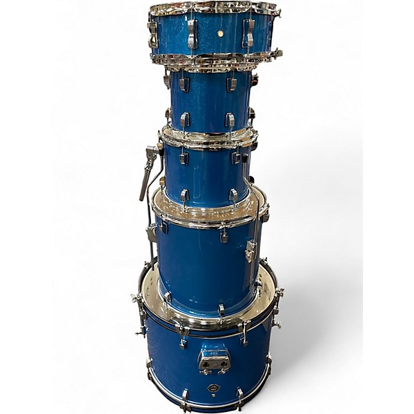 Used Ludwig 5 Piece ACCENT BLUE SPARKLE Drum Kit