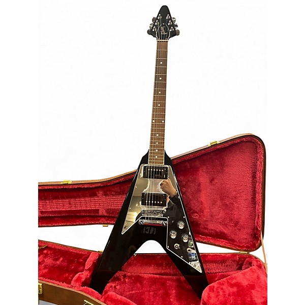 Used Gibson 70's flying v mirror pickguard Black Solid Body Electric Guitar
