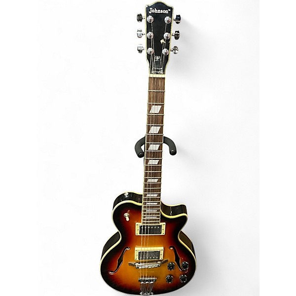 Used Johnson JH100 Delta Rose sunburst Hollow Body Electric Guitar