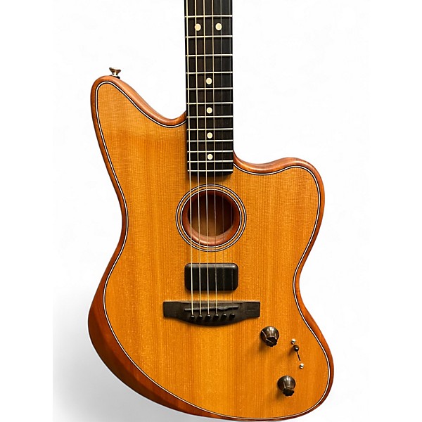 Used 2021 Fender AMERICAN ACOUSTASONIC JAZZMASTER Natural Acoustic Electric Guitar