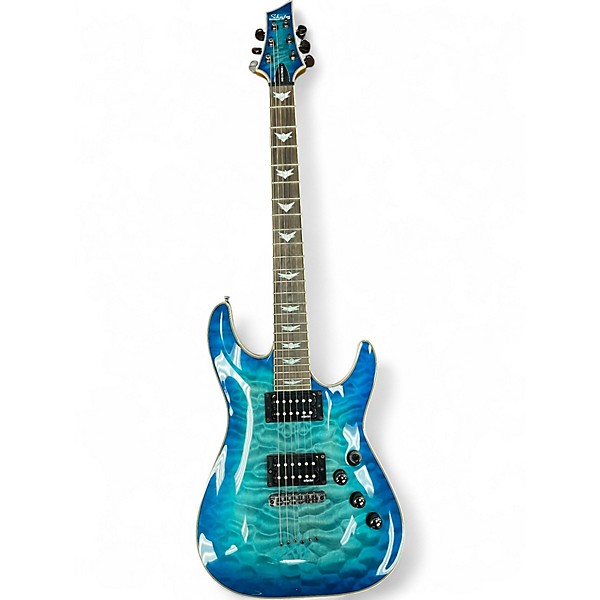 Used Schecter Guitar Research Diamond Series OMEN EXREME Metallic Aqua Marine Solid Body Electric Guitar