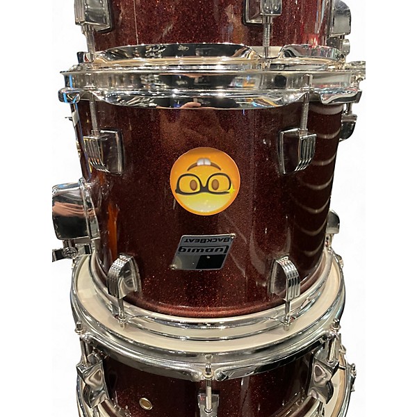 Used Ludwig 5 Piece Back Beat Candy Apple Red Drum Kit