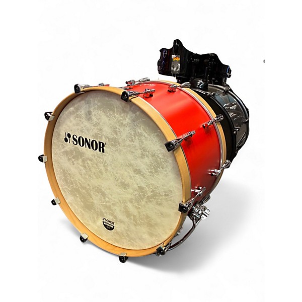 Used SONOR 3 Piece SQ1 Hot Rod Red Drum Kit