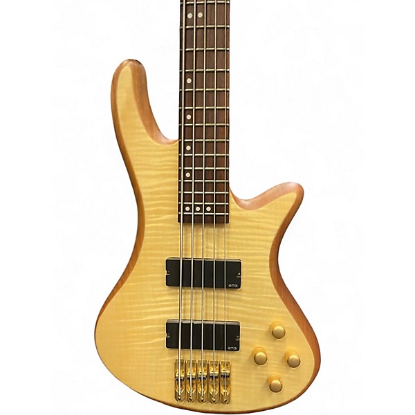 Used Schecter Guitar Research Stiletto Custom 5 String Natural Electric Bass Guitar