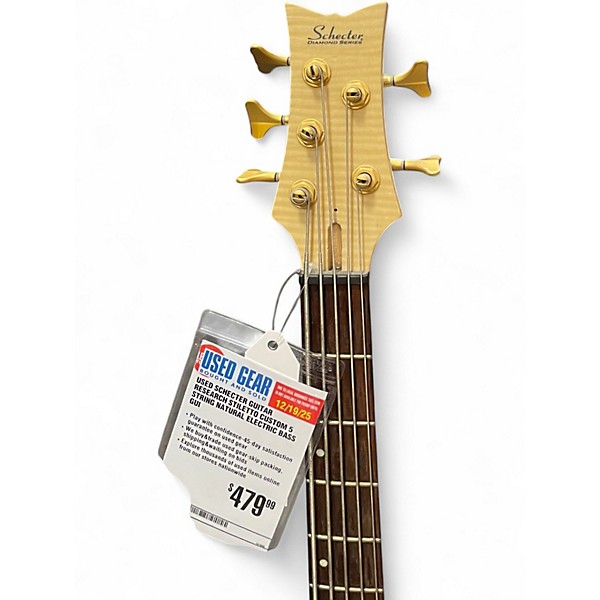 Used Schecter Guitar Research Stiletto Custom 5 String Natural Electric Bass Guitar
