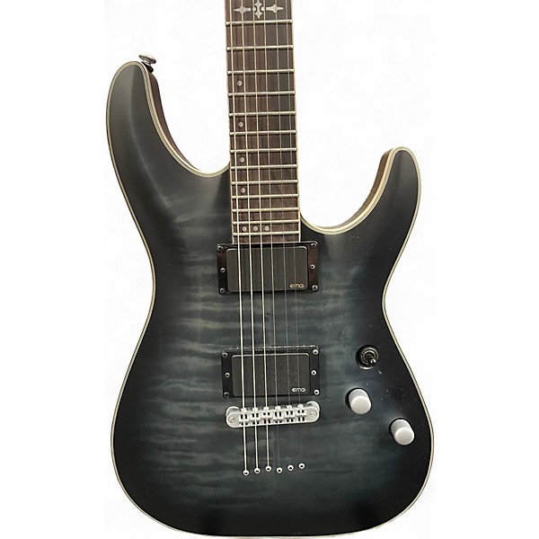 Used Schecter Guitar Research C1 Platinum Trans Black Solid Body Electric Guitar