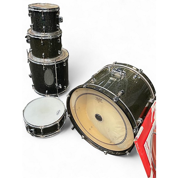 Used Pearl 5 Piece Forum Black Sparkle Drum Kit
