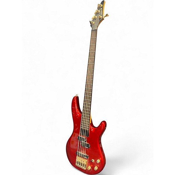 Used Samick thunder 5 Metallic Red Electric Bass Guitar
