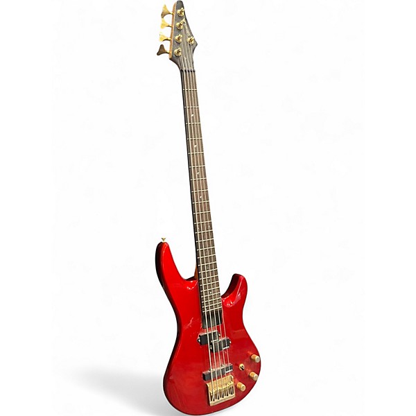 Used Samick thunder 5 Metallic Red Electric Bass Guitar