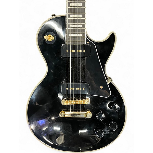 Used 2023 Epiphone Les Paul Custom P-90 Guitar Center-Exclusive Ebony Solid Body Electric Guitar