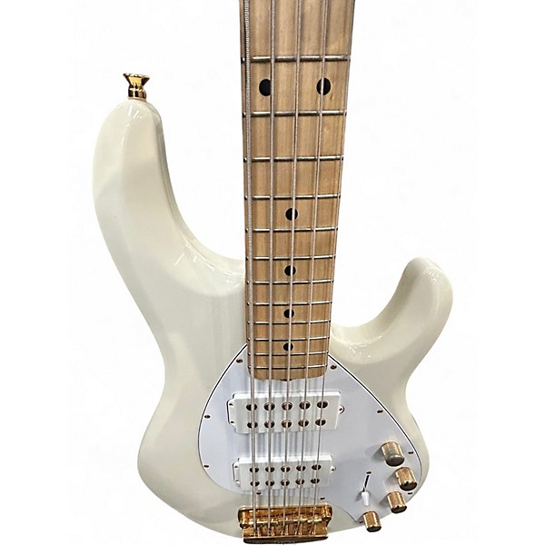 Used Ernie Ball Music Man Stingray HH 5 String Ivory White Electric Bass Guitar