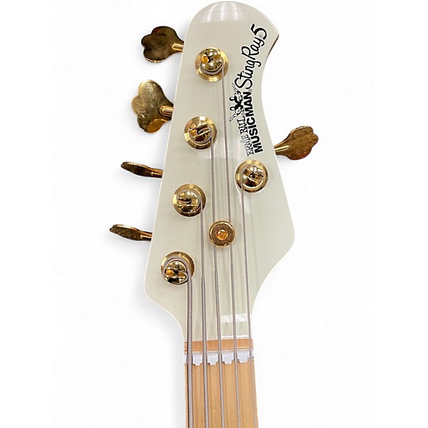 Used Ernie Ball Music Man Stingray HH 5 String Ivory White Electric Bass Guitar