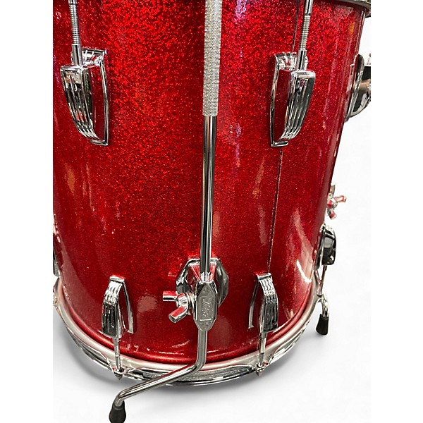 Vintage 1965 Ludwig 4 Piece DOWNBEAT RED SPARKLE Drum Kit