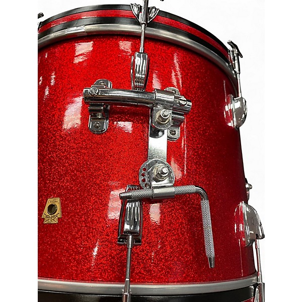Vintage 1965 Ludwig 4 Piece DOWNBEAT RED SPARKLE Drum Kit