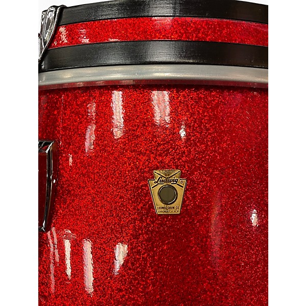 Vintage 1965 Ludwig 4 Piece DOWNBEAT RED SPARKLE Drum Kit