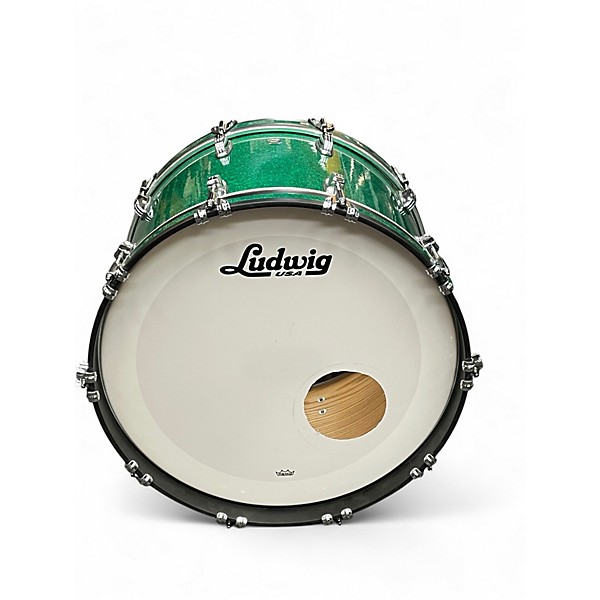 Used Ludwig 3 Piece Classic Oak Green Sparkle Drum Kit