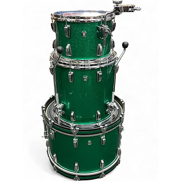 Used Ludwig 3 Piece Classic Oak Green Sparkle Drum Kit