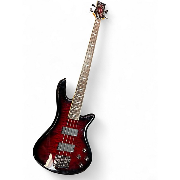 Used Schecter Guitar Research Omen Extreme 4 String Crimson Red Burst Electric Bass Guitar