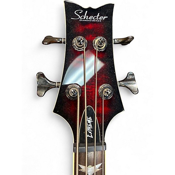Used Schecter Guitar Research Omen Extreme 4 String Crimson Red Burst Electric Bass Guitar
