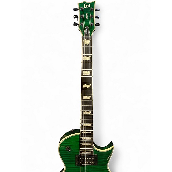 Used ESP LTD EC1000 Deluxe Flame Green Solid Body Electric Guitar
