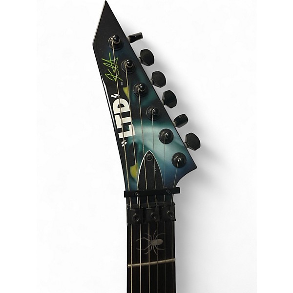 Used ESP LTD Kirk Hammett Signature White Zombie Blue Solid Body Electric Guitar