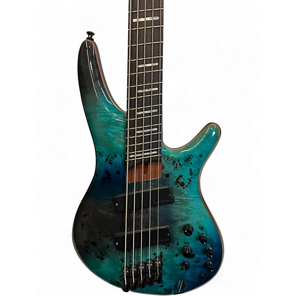 Used Ibanez SRMS805 Ocean Turquoise Electric Bass Guitar