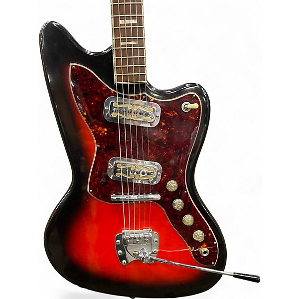 Vintage 1960s Harmony H19 Silhouette RED SUNBURST Solid Body Electric Guitar