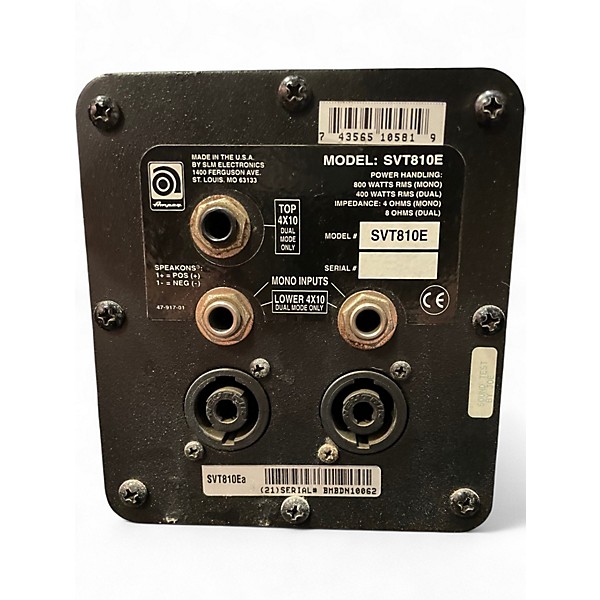 Used Ampeg SVT810E 800W 8x10 Bass Cabinet