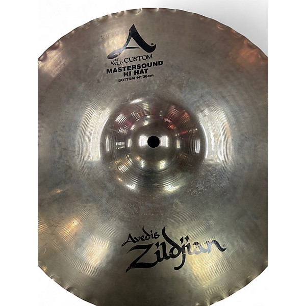 Used Zildjian 14in A Custom Mastersound Hi Hat Pair Cymbal