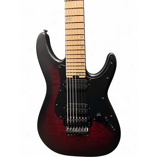 Used Schecter Guitar Research Miles Dimitri Baker-7 FR Crimson Red Burst Satin Solid Body Electric Guitar