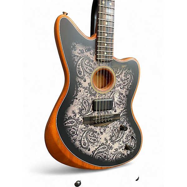 Used Fender American Acoustasonic Jazzmaster Black Pasily Acoustic Electric Guitar