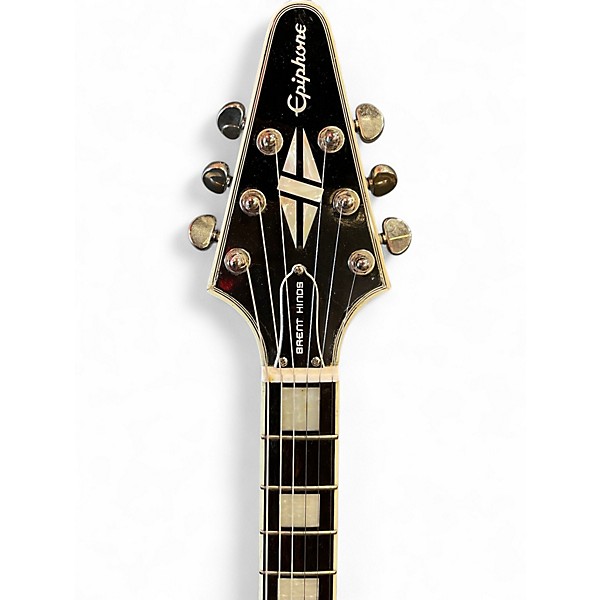 Used Epiphone Brent Hinds Flying V Custom Black and Silver Solid Body Electric Guitar