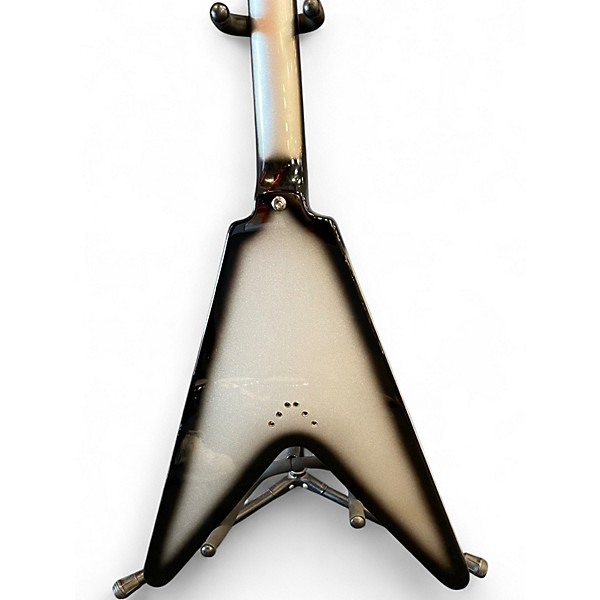 Used Epiphone Brent Hinds Flying V Custom Black and Silver Solid Body Electric Guitar