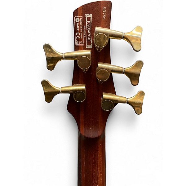 Used Ibanez SR755 5 String Natural Electric Bass Guitar