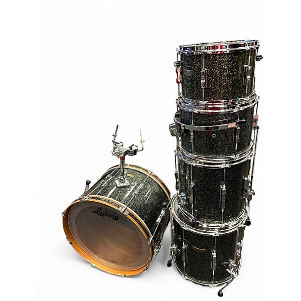 Used Ludwig 5 Piece Club Date GREEN SPARKLE Drum Kit